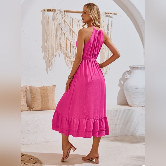 Ruffled Round Neck Sleeveless Dress - Picture 3 of 5